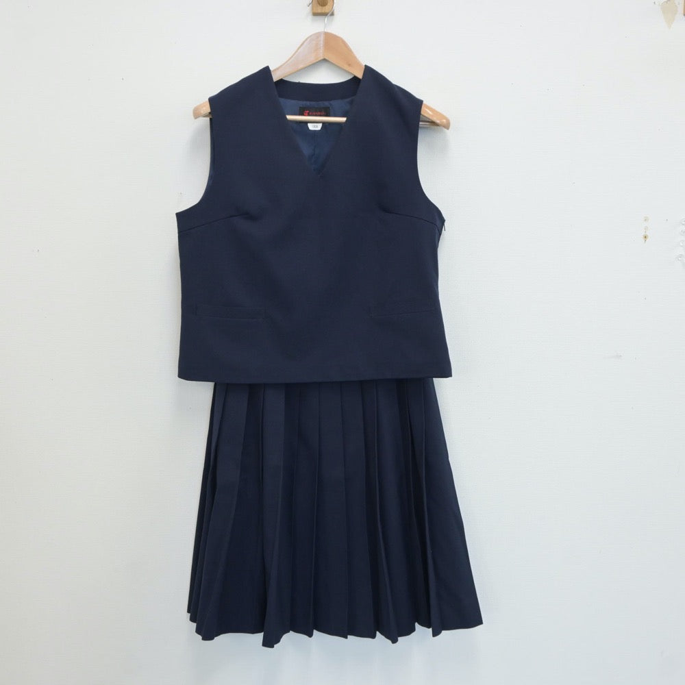 【中古】山形県 真室川町立真室川中学校 女子制服 4点（ブレザー・ベスト・スカート）sf018977