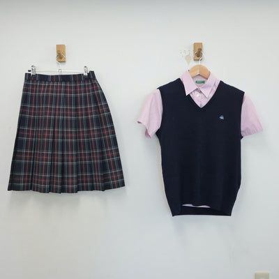 【中古】大阪府 大阪高等学校 女子制服 3点（ニットベスト・シャツ・スカート）sf018991