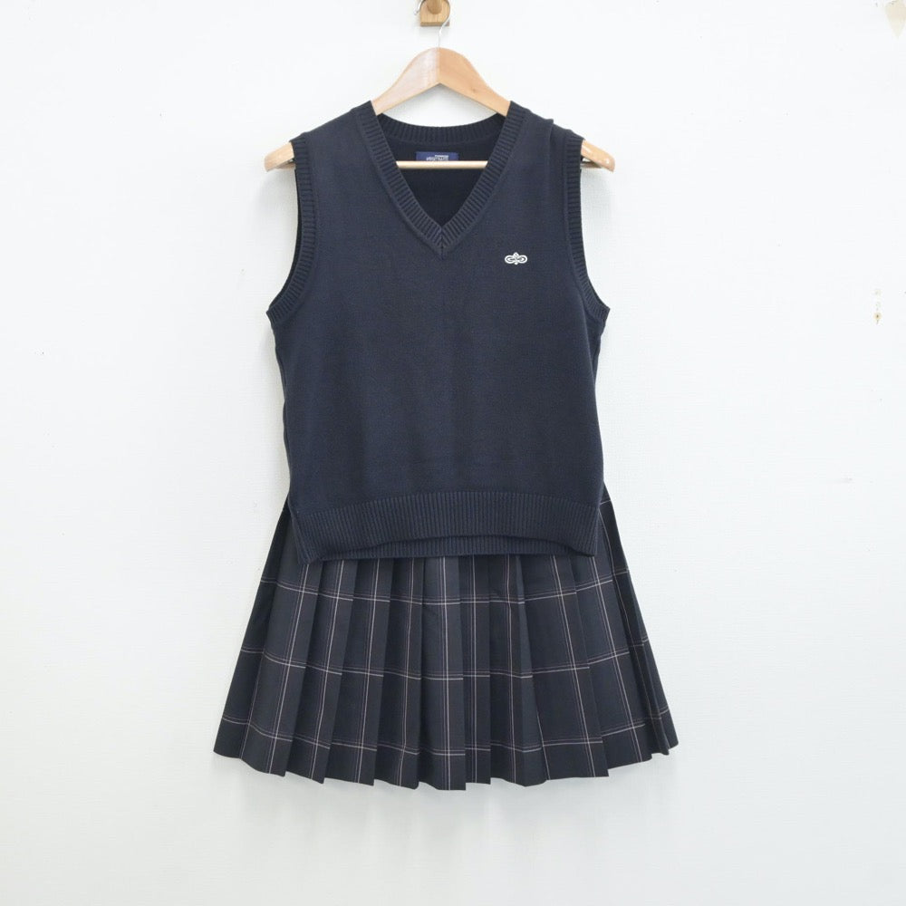 【中古】東京都 赤塚第一中学校 女子制服 2点（ニットベスト・スカート）sf018995