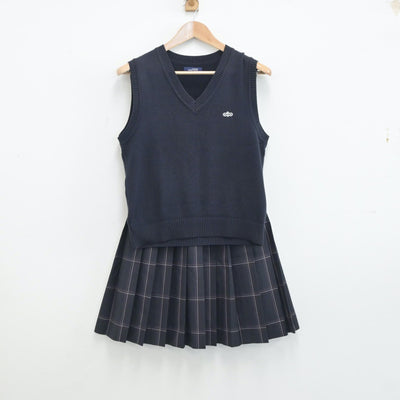 【中古】東京都 赤塚第一中学校 女子制服 2点（ニットベスト・スカート）sf018995