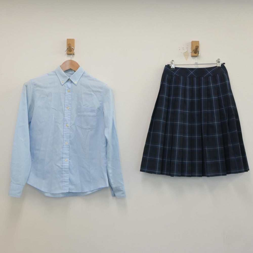 【中古】福岡県 福岡講倫館高等学校 女子制服 2点（シャツ・スカート）sf019011