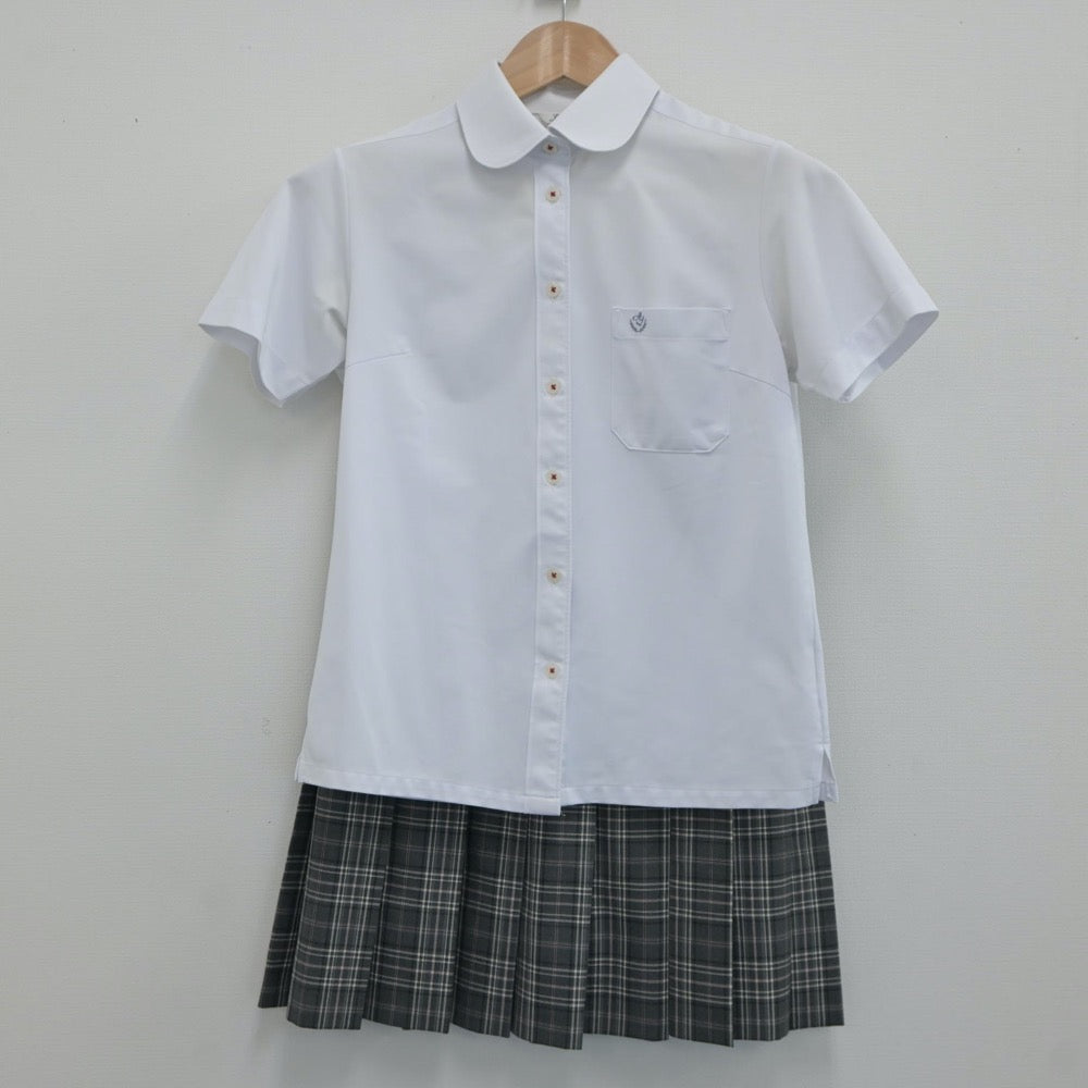 【中古】兵庫県 明石城西高等学校 女子制服 4点（シャツ・ニットベスト・スカート）sf019012