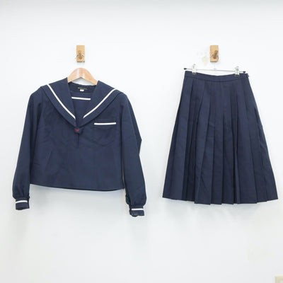 【中古】宮崎県 宮崎西中学校 女子制服 2点（セーラー服・スカート）sf019045