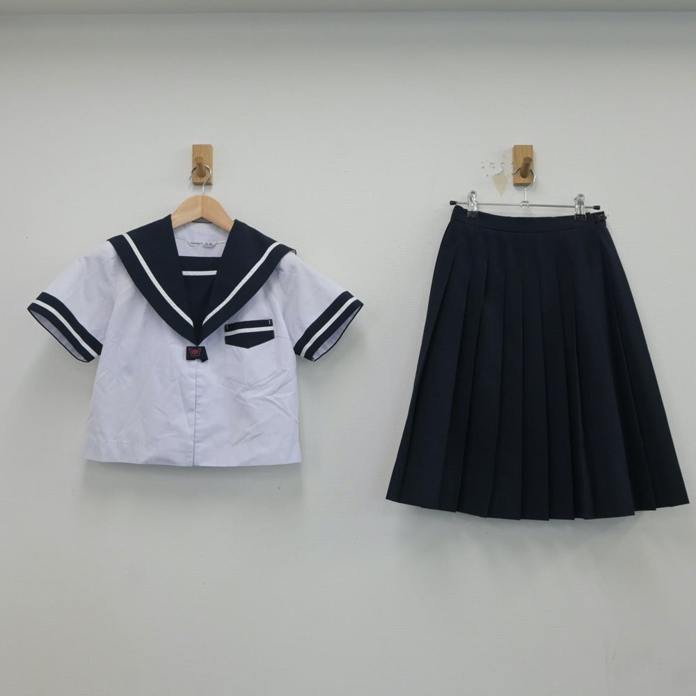 【中古】宮崎県 宮崎西中学校 女子制服 2点（セーラー服・スカート）sf019052