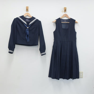 【中古】東京都 江東区立砂町中学校 女子制服 3点（セーラー服・ジャンパースカート）sf019057