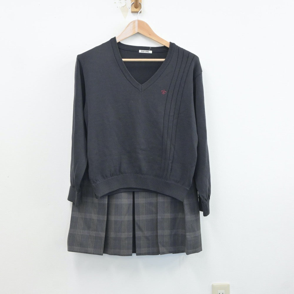 【中古】神奈川県 横須賀学院高等学校 女子制服 3点（ブレザー・ニット・スカート）sf019080