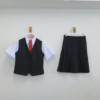 【中古】群馬県 群馬県立太田東高等学校 女子制服 4点（ベスト・シャツ・スカート）sf019092