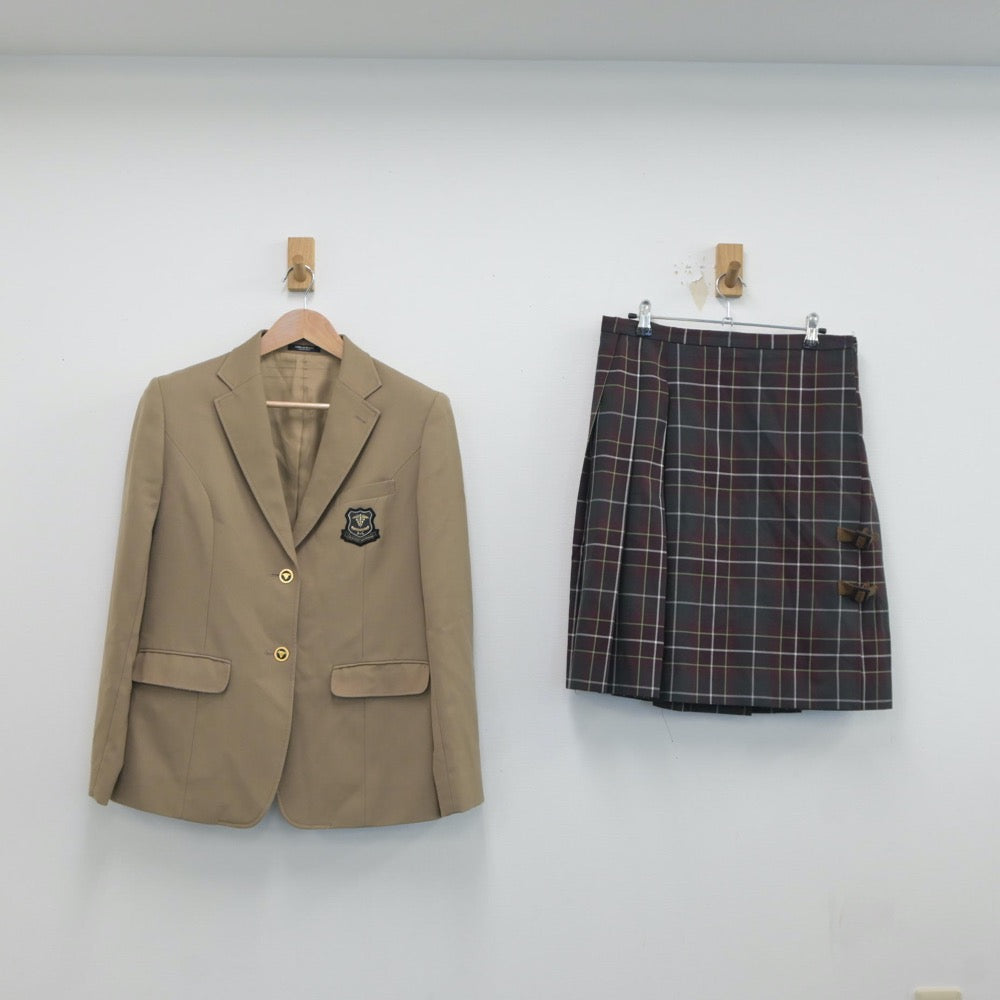 【中古】福岡県 私立沖学園隆徳館高等学校 女子制服 3点（ブレザー・ニット・スカート）sf019093