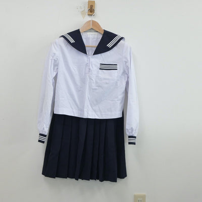 【中古】茨城県 鉾田第二高等学校 女子制服 3点（セーラー服・セーラー服・スカート）sf019099