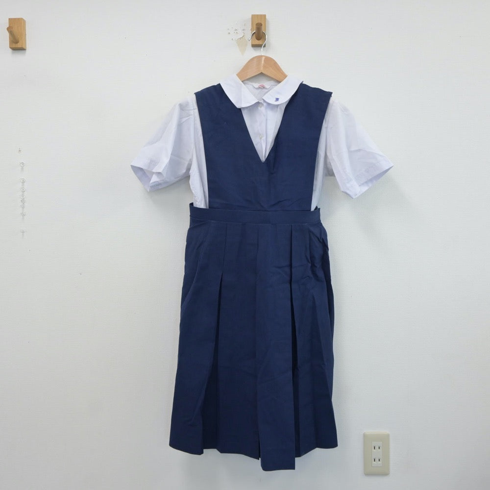 【中古】福岡県 福岡県北九州市立二島中学校 女子制服 2点（ジャンパースカート・シャツ）sf019119