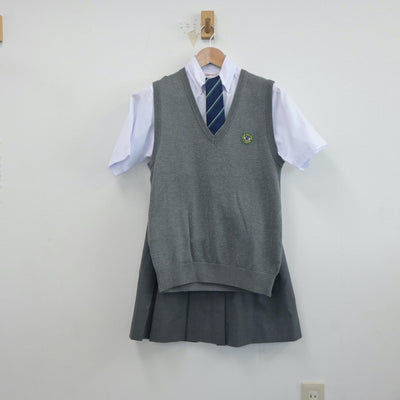 【中古】神奈川県 湘南工科大附属高等学校 女子制服 4点（ニットベスト・シャツ・スカート）sf019131