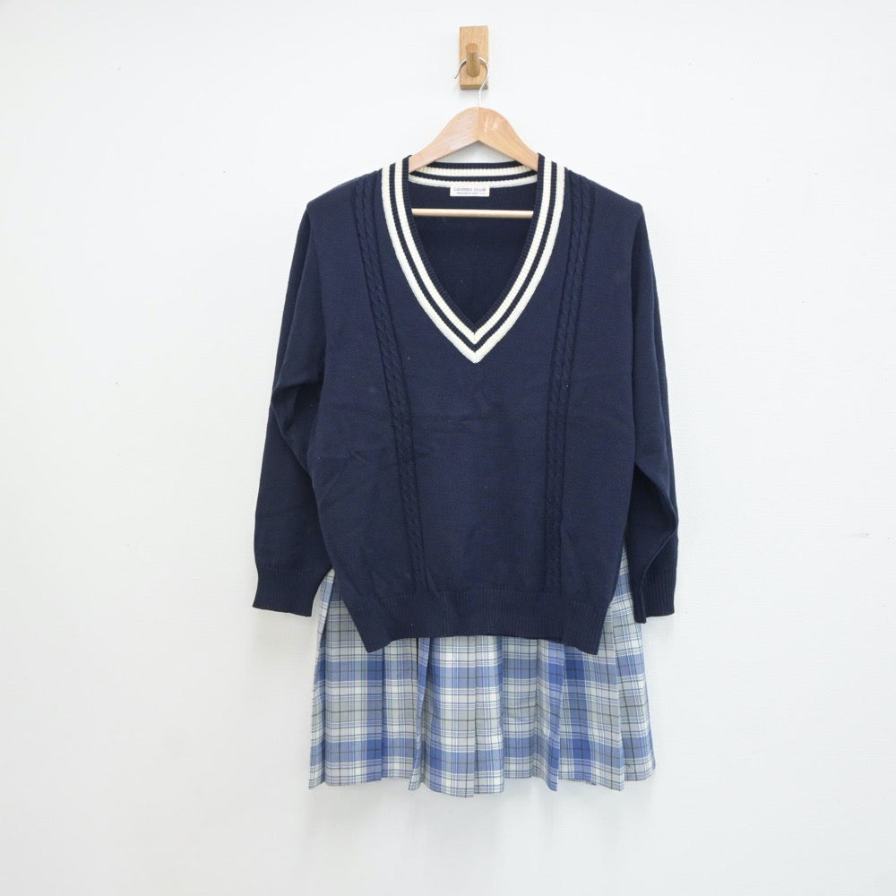 【中古】群馬県 群馬県立玉村高等学校 女子制服 2点（ニット・スカート）sf019171