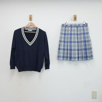 【中古】群馬県 群馬県立玉村高等学校 女子制服 2点（ニット・スカート）sf019171