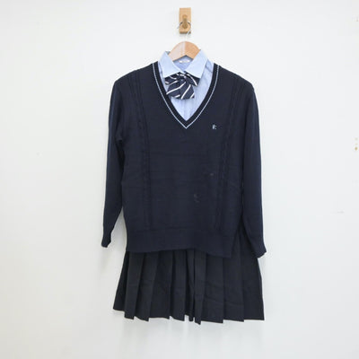 【中古】千葉県 千葉県立鎌ケ谷高等学校 女子制服 4点（ブレザー・シャツ・ニット・スカート）sf019179