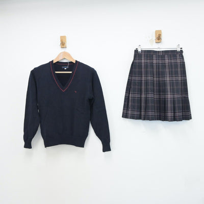 【中古】東京都 町田市立忠生中学校 女子制服 2点（ニット・スカート）sf019197