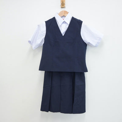 【中古】神奈川県 横浜市立浜中学校 女子制服 3点（シャツ・ベスト・スカート）sf019199