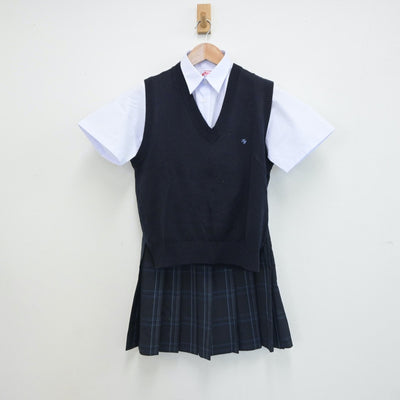 【中古】東京都 東京都立蔵前工業高等学校 女子制服 4点（シャツ・ニットベスト・スカート）sf019203