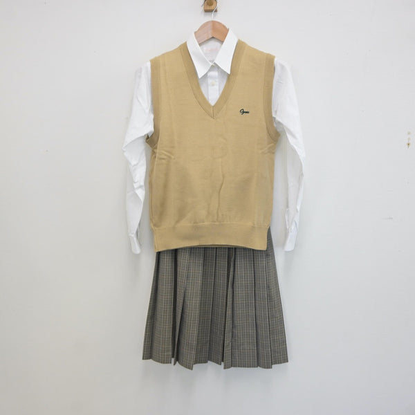 【中古】静岡県 静岡県立小笠高等学校 女子制服 3点（シャツ・ニットベスト・スカート）sf019212