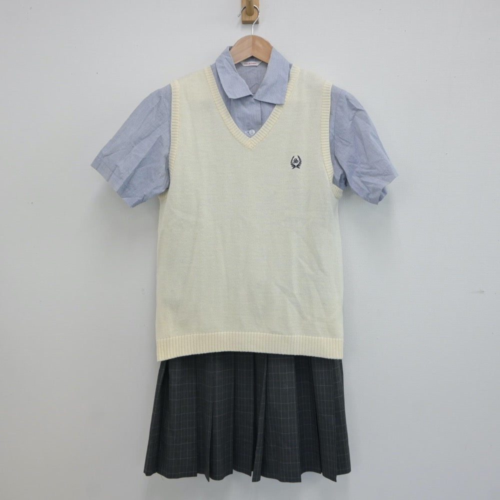 【中古】奈良県 奈良県立青翔高等学校 女子制服 4点（シャツ・ニットベスト・スカート）sf019217