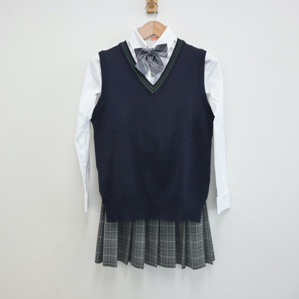 【中古】東京都 東京都立桜修館中等教育学校 女子制服 5点（シャツ・ニットベスト・スカート）sf019221