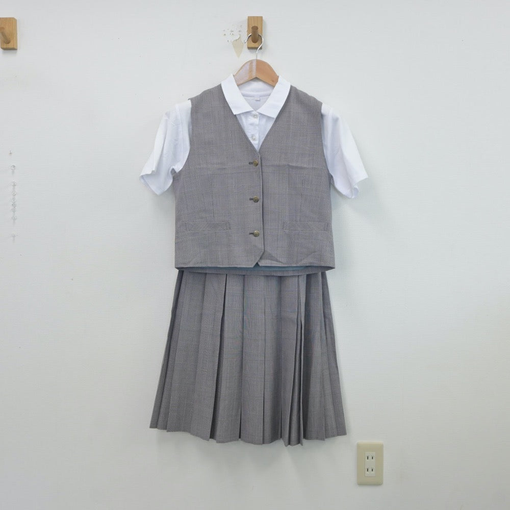 【中古】東京都 町田市立堺中学校 女子制服 4点（ベスト・シャツ・シャツ・スカート）sf019233