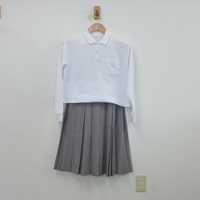 【中古】東京都 町田市立堺中学校 女子制服 4点（ベスト・シャツ・シャツ・スカート）sf019233