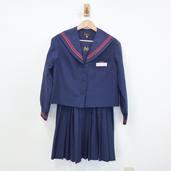 【中古】沖縄県 仲西中学校 女子制服 2点（セーラー服・スカート）sf019235