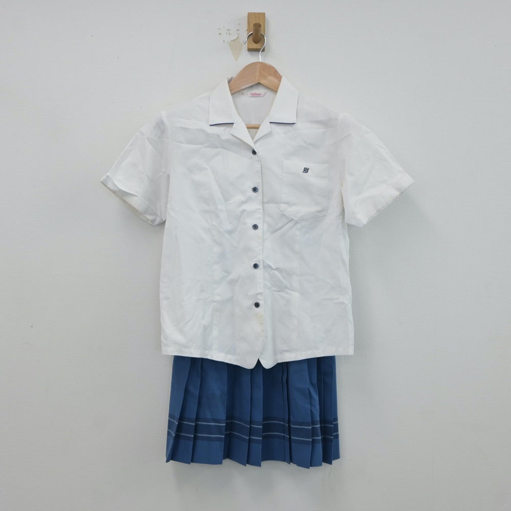 【中古】山口県 下関短期大学附属高等学校 女子制服 4点（ニットベスト・シャツ・スカート）sf019264