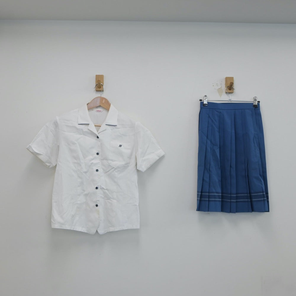 【中古】山口県 下関短期大学附属高等学校 女子制服 4点（ニットベスト・シャツ・スカート）sf019264