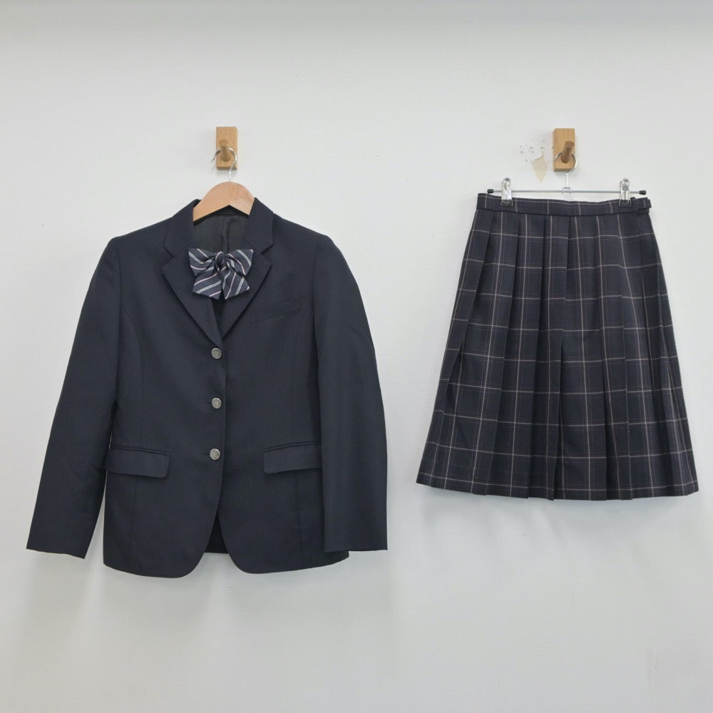 【中古】福岡県 須恵高等学校 女子制服 4点（ブレザー・ニット・スカート）sf019280