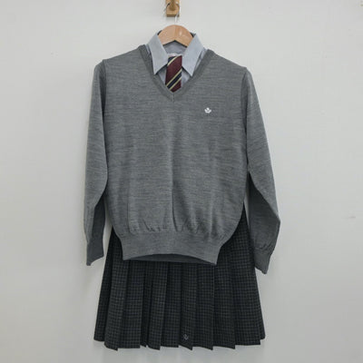 【中古】大阪府 伯太高等学校 女子制服 5点（ブレザー・シャツ・ニット・スカート）sf019284