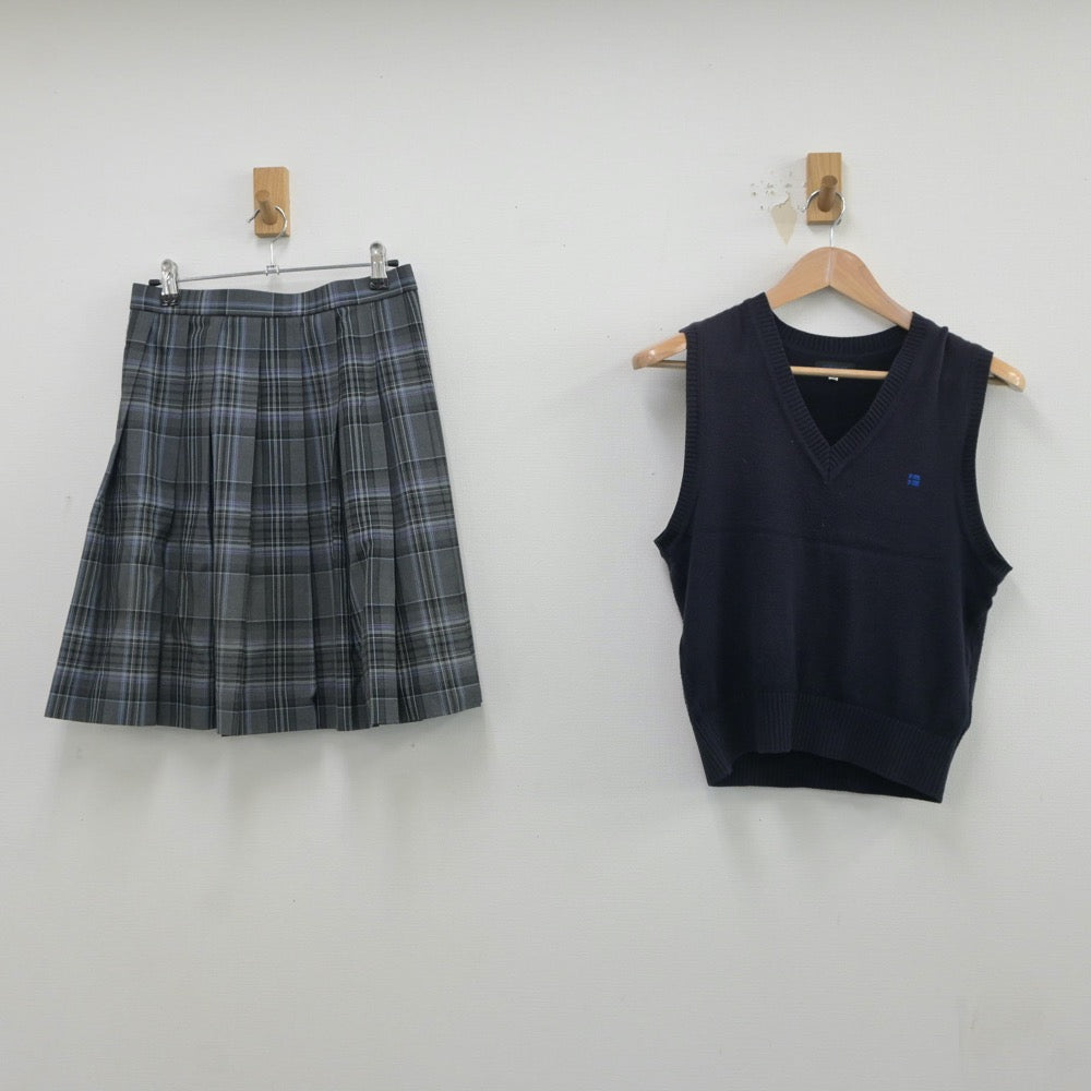 【中古】埼玉県 叡明高等学校 女子制服 5点（シャツ・ニットベスト・スカート）sf019307