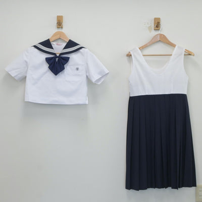 【中古】福岡県 精華女子高等学校 女子制服 4点（セーラー服・ジャンパースカート）sf019315