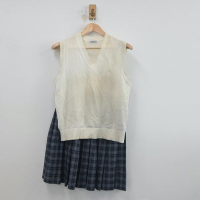 【中古】兵庫県 須磨学園高等学校 女子制服 3点（ニットベスト・スカート・スカート）sf019337