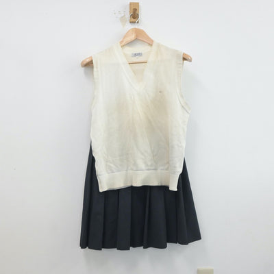 【中古】兵庫県 須磨学園高等学校 女子制服 3点（ニットベスト・スカート・スカート）sf019337