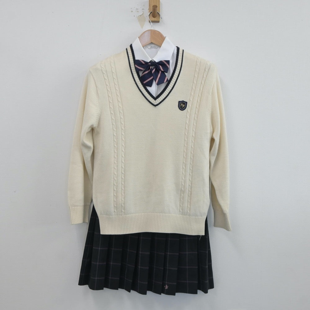 【中古】神奈川県 日本大学藤沢高等学校 女子制服 5点（ブレザー・ニット・シャツ・スカート）sf019341