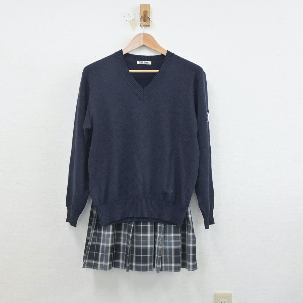 【中古】大阪府 堺西高等学校 女子制服 5点（ブレザー・ニット・スカート）sf019355