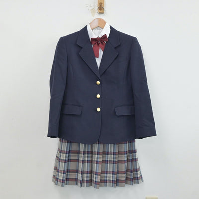 【中古】兵庫県 清水高等学校 女子制服 5点（ブレザー・ニット・シャツ・スカート）sf019365