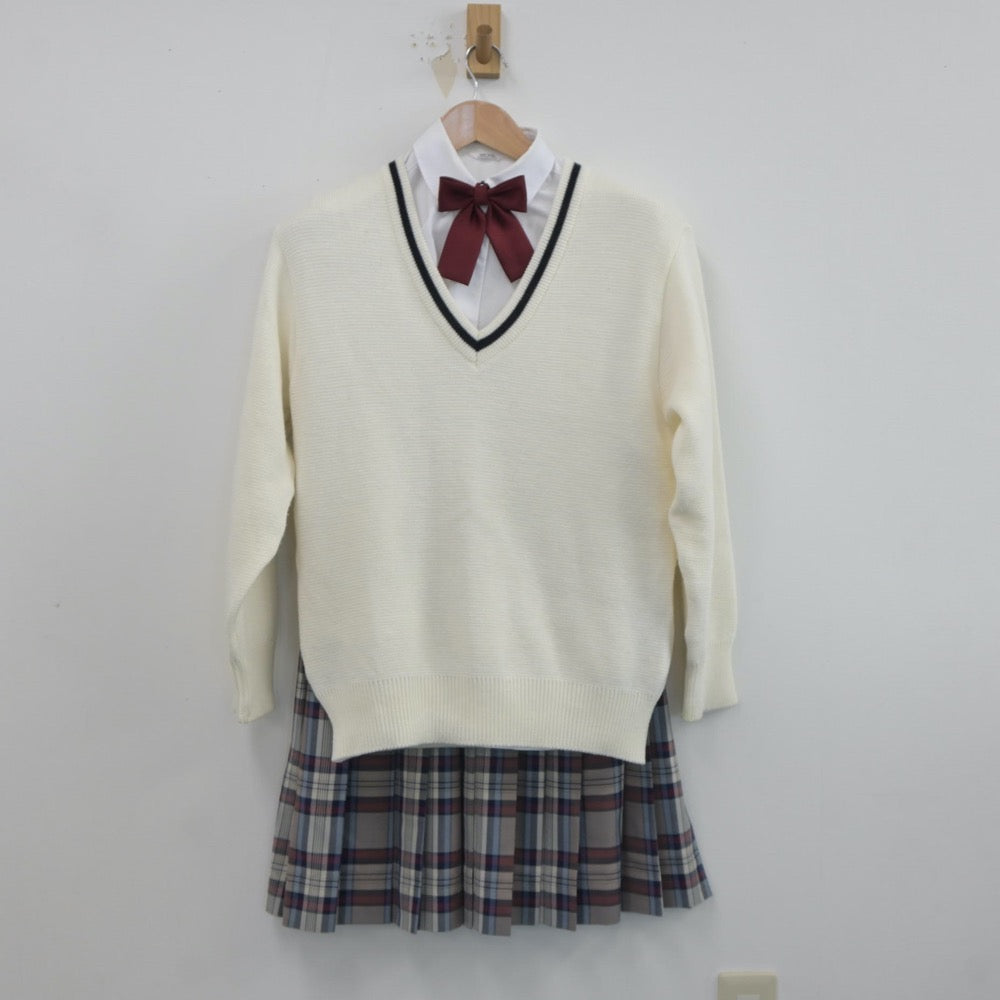 【中古】兵庫県 清水高等学校 女子制服 5点（ブレザー・ニット・シャツ・スカート）sf019365