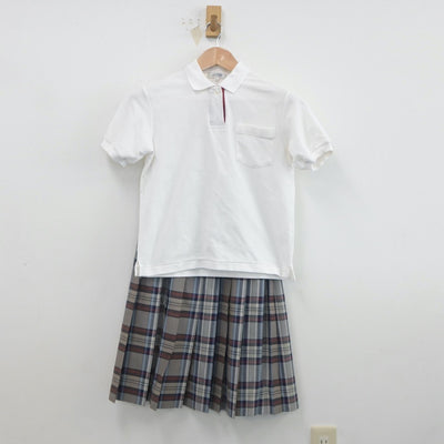 【中古】兵庫県 清水高等学校 女子制服 3点（ニットベスト・シャツ・スカート）sf019366