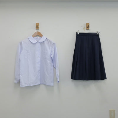 【中古】青森県 青森市立佃中学校 女子制服 2点（シャツ・スカート）sf019380