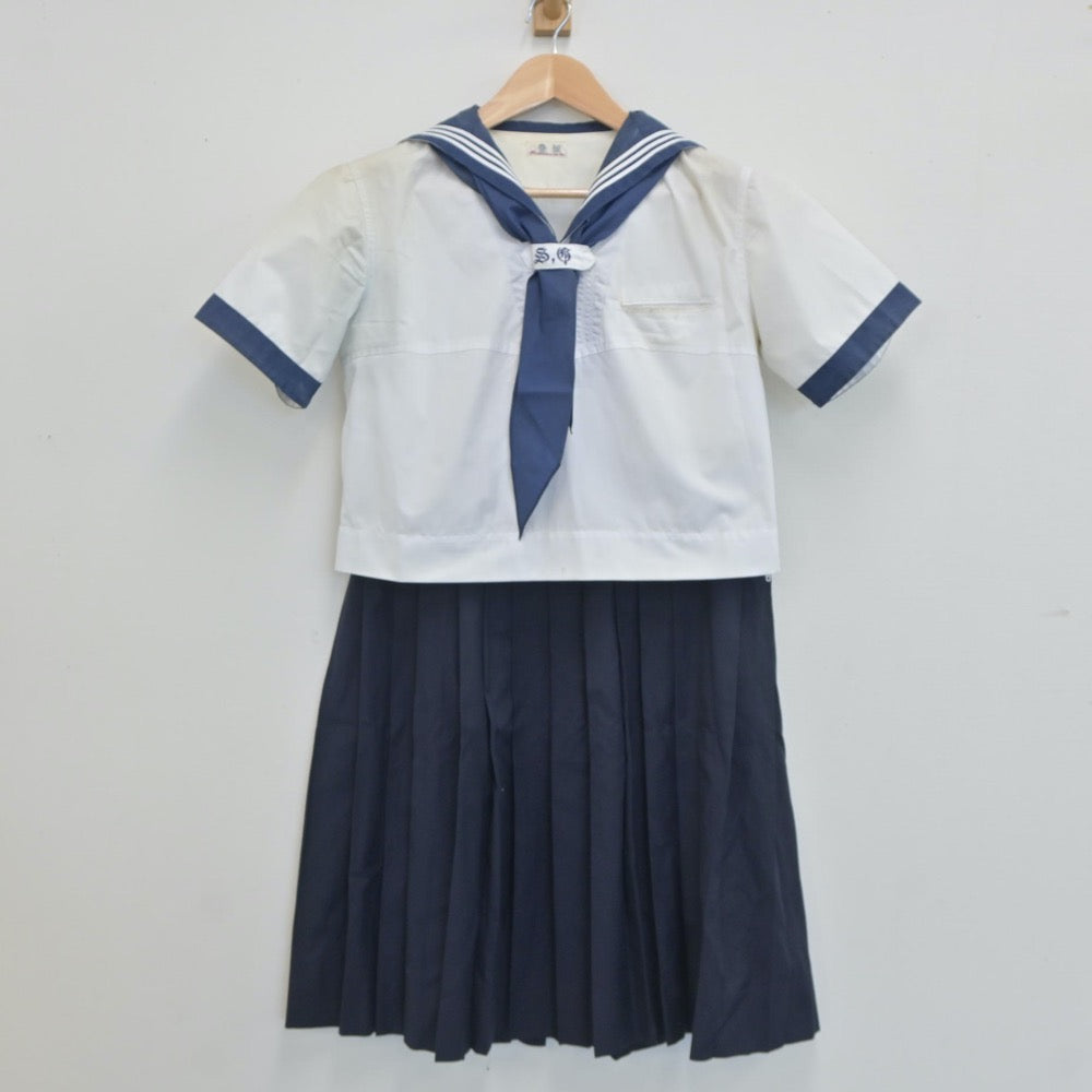 【中古】神奈川県 聖和学院高等学校 女子制服 3点（セーラー服・スカート）sf019389