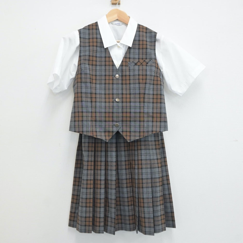 【中古】埼玉県 所沢中学校 女子制服 3点（シャツ・ベスト・スカート）sf019417