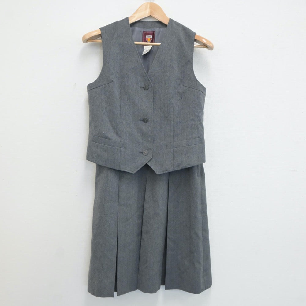 【中古】千葉県 松ヶ丘中学校 女子制服 2点（ベスト・スカート）sf019420