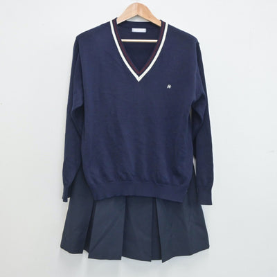 【中古】岡山県 おかやま山陽高等学校 女子制服 2点（ニット・スカート）sf019432