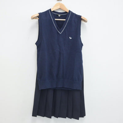 【中古】埼玉県 浦和南高等学校 女子制服 3点（ニットベスト・ニットベスト・スカート）sf019442