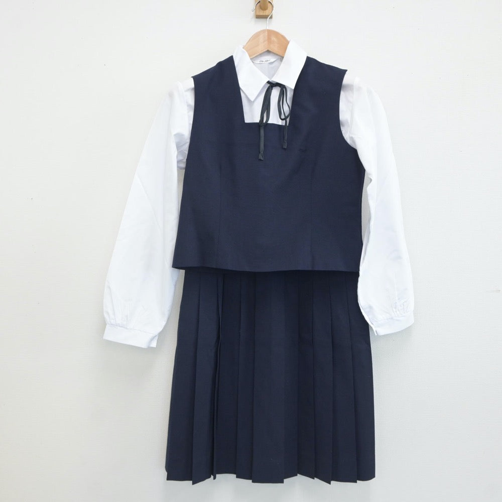 【中古】埼玉県 芝東中学校 女子制服 4点（シャツ・ベスト・スカート）sf019443