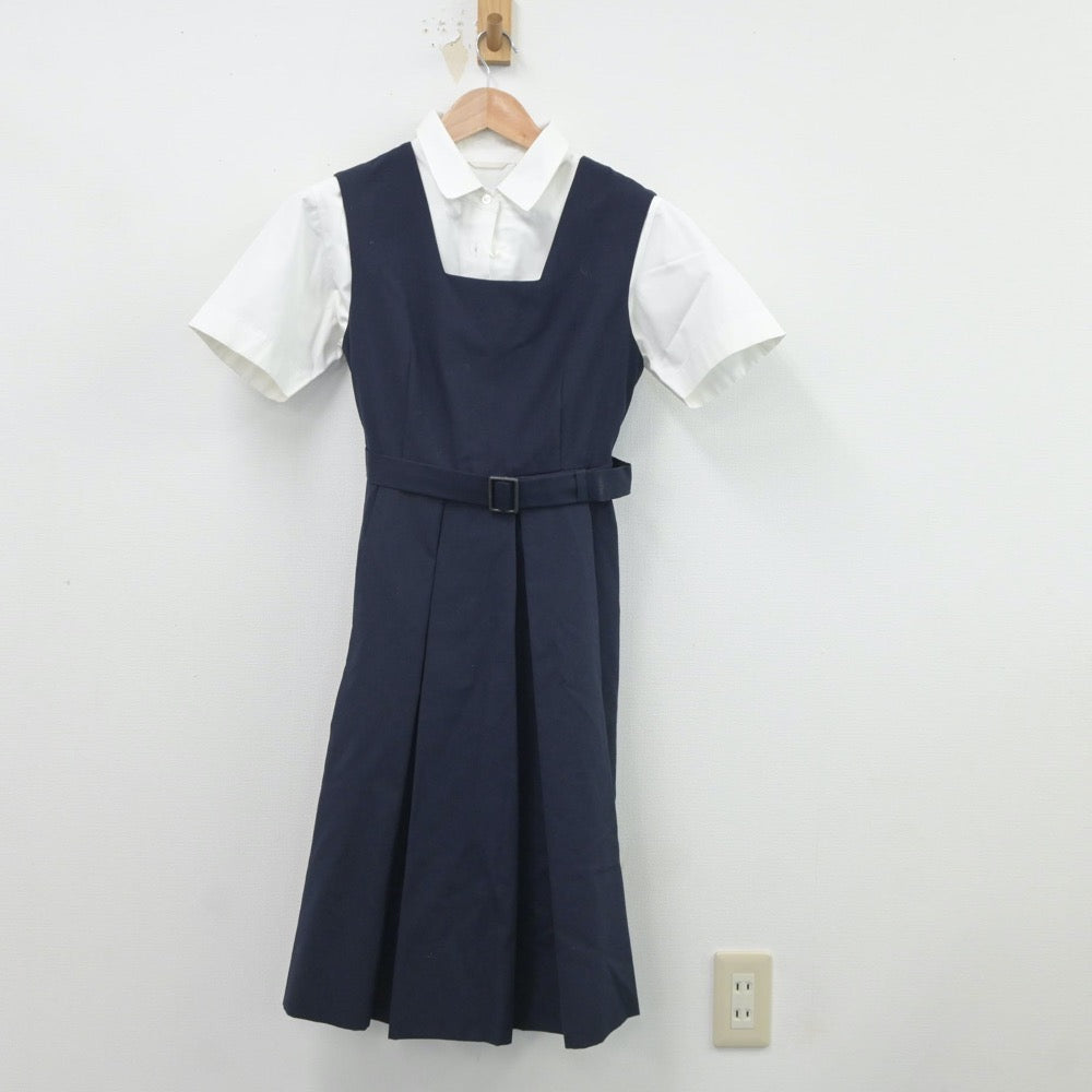 【中古】長崎県 長崎純心高等学校 女子制服 2点（ジャンパースカート・シャツ）sf019454