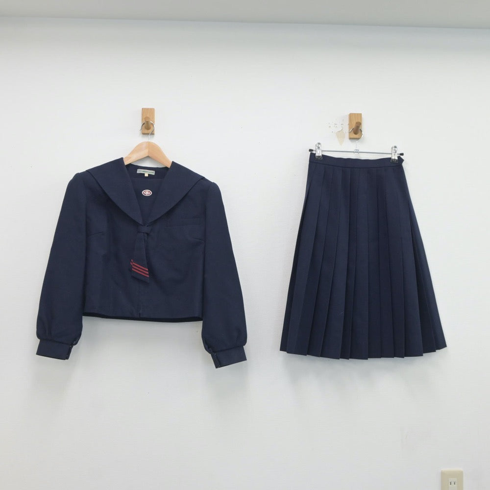 【中古】長崎県 長崎中学校 女子制服 4点（セーラー服・スカート）sf019455