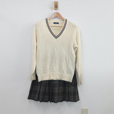 【中古】埼玉県 大宮商業高等学校 女子制服 2点（ニット・スカート）sf019458